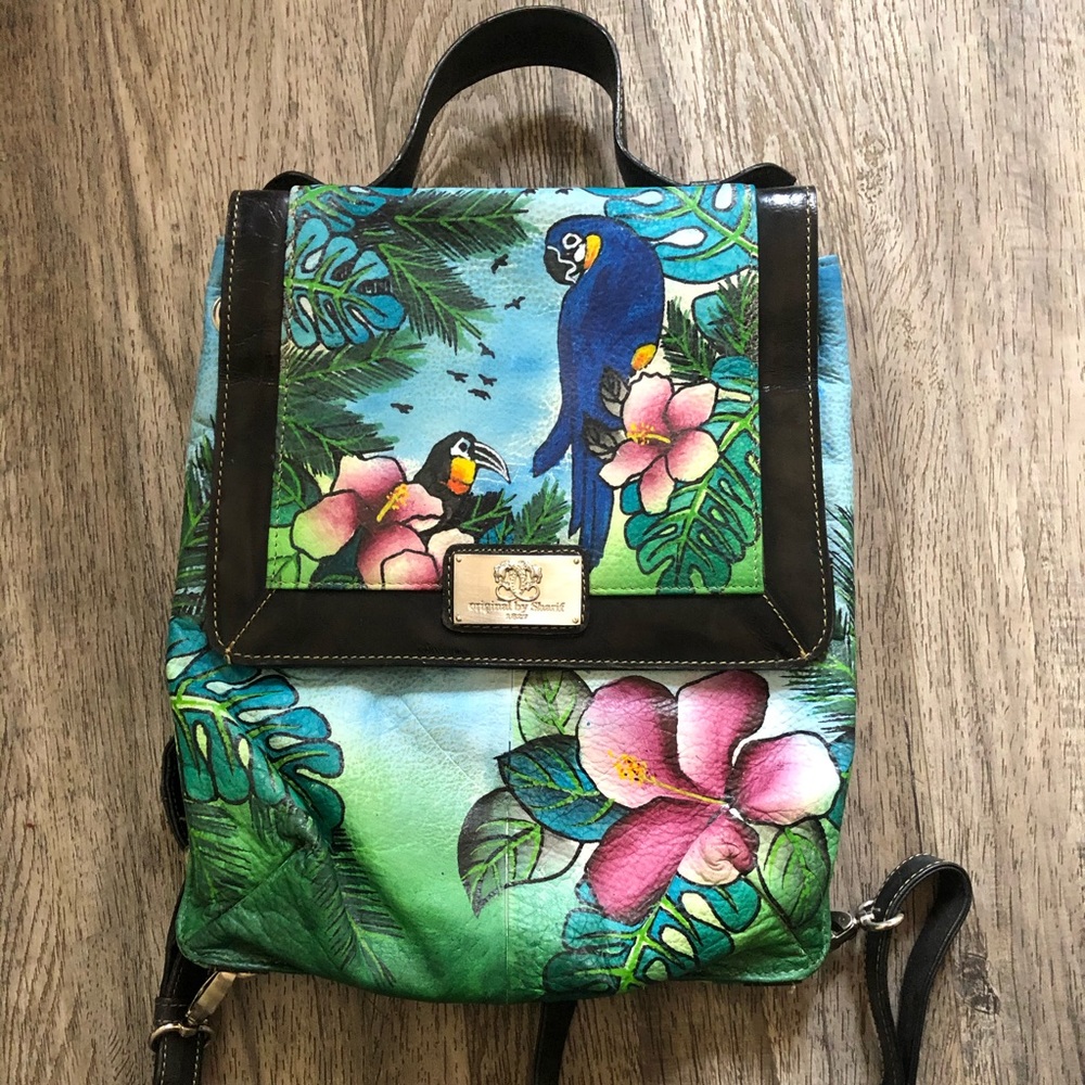 Original by Sharif Teal Parrot backpack sling bag